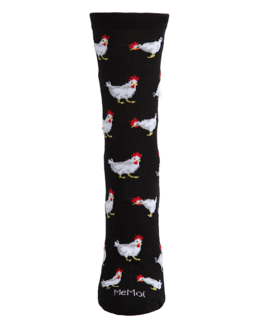 Chickens Bamboo Blend Crew Socks : Color: Black