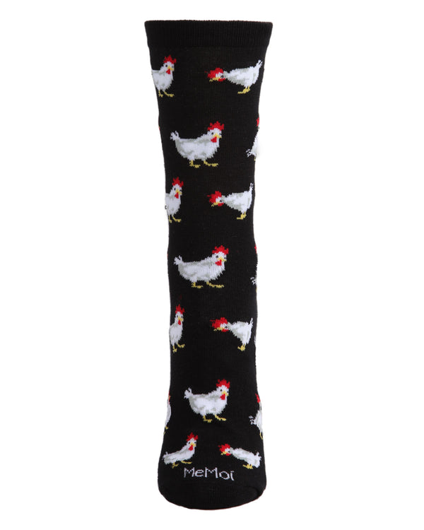 MeMoi Chickens Bamboo Blend Crew Socks