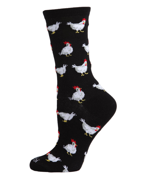 MeMoi Chickens Bamboo Blend Crew Socks