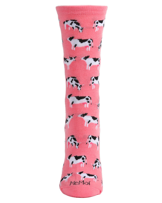 Cool Cows Bamboo Blend Crew Socks : Color: Confetti Pink
