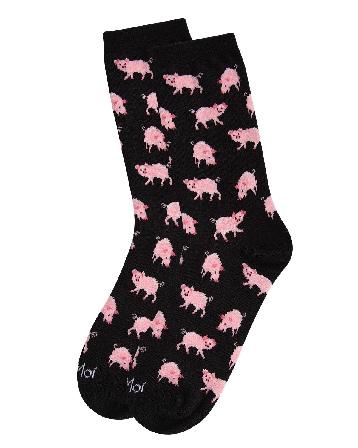 Pretty Pigs Bamboo Blend Crew Socks : Color: Black