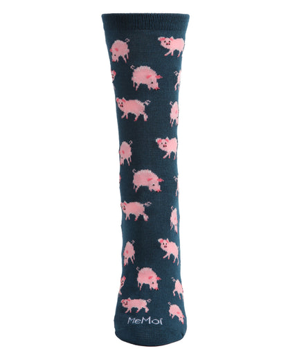 Pretty Pigs Bamboo Blend Crew Socks : Color: Legion Blue