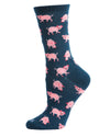 Pretty Pigs Bamboo Blend Crew Socks : Color: Legion Blue