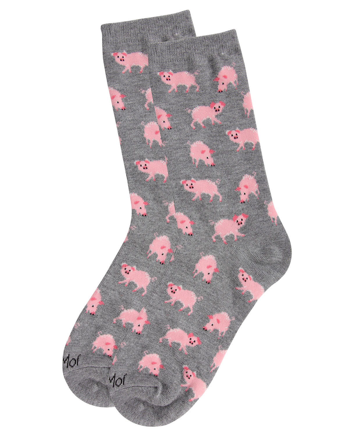 Pretty Pigs Bamboo Blend Crew Socks : Color: Medium Gray Heather