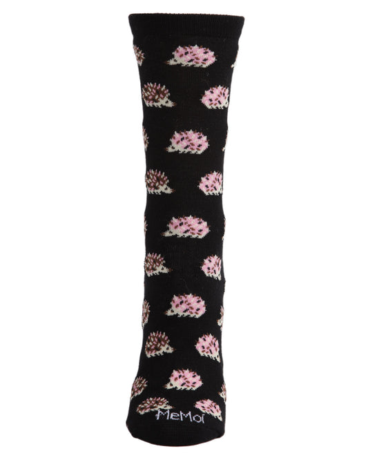 Hedgehogs Bamboo Blend Crew Socks : Color: Black