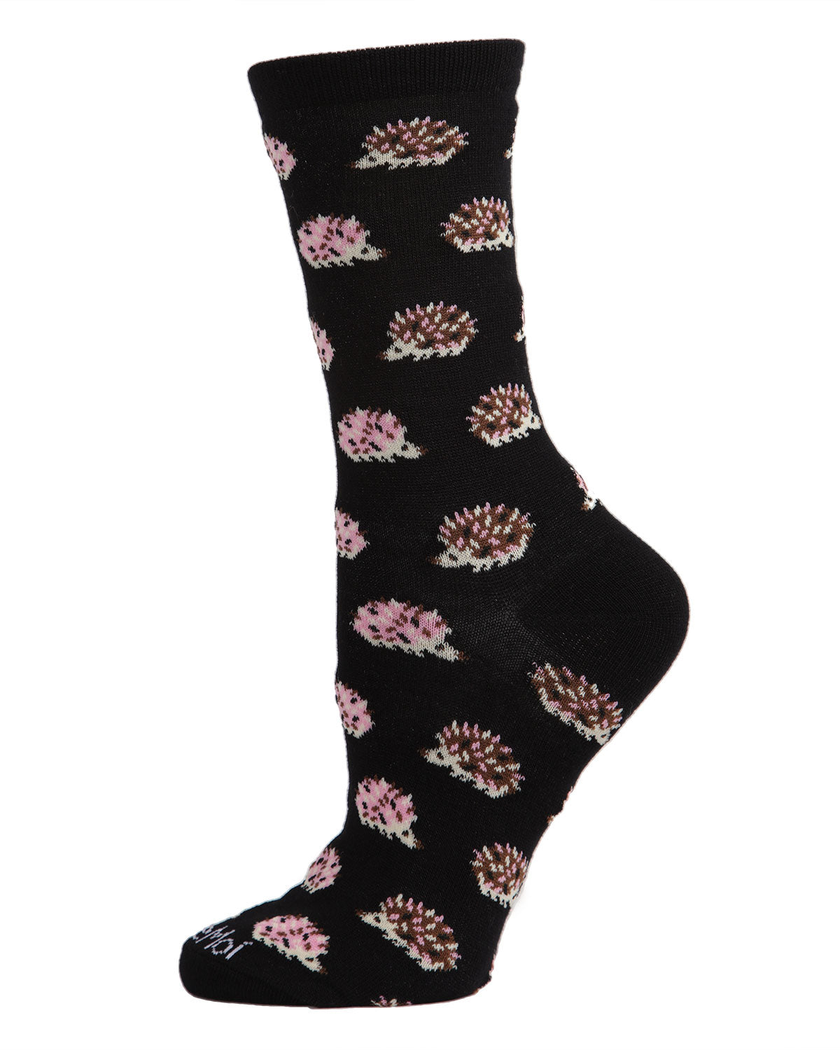 Hedgehogs Bamboo Blend Crew Socks : Color: Black