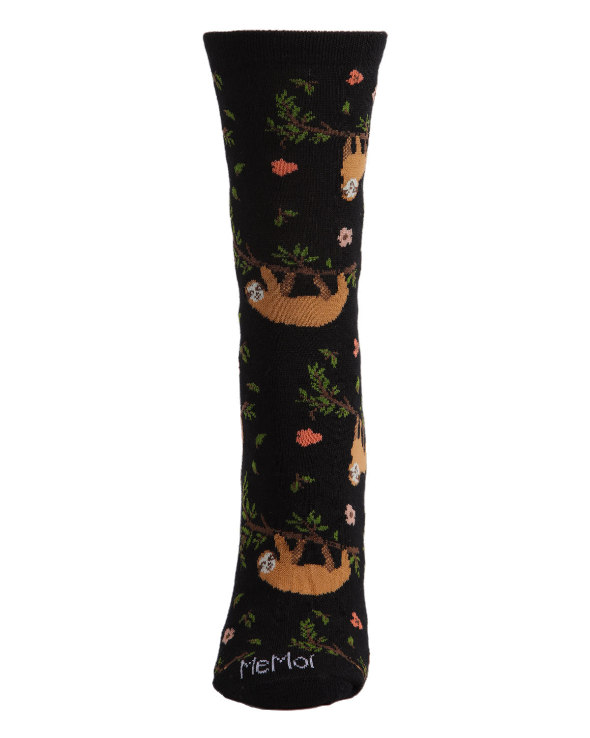 Women's Sloth Bamboo Blend Crew Socks : Color: Black