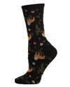 Women's Sloth Bamboo Blend Crew Socks : Color: Black