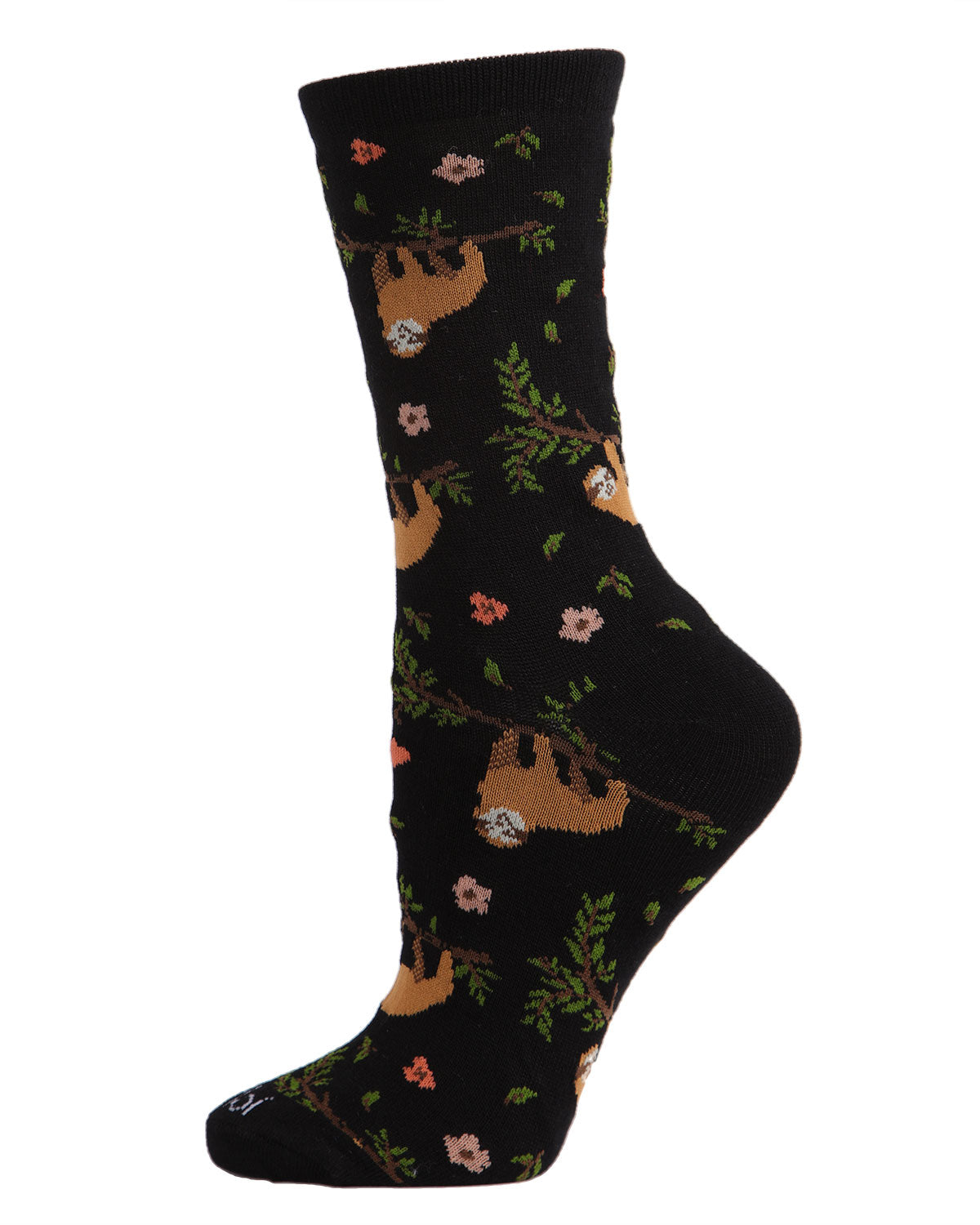Women's Sloth Bamboo Blend Crew Socks : Color: Black