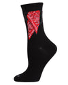 Women's Bandana in Pocket Bamboo Blend Crew Socks : Color: Black