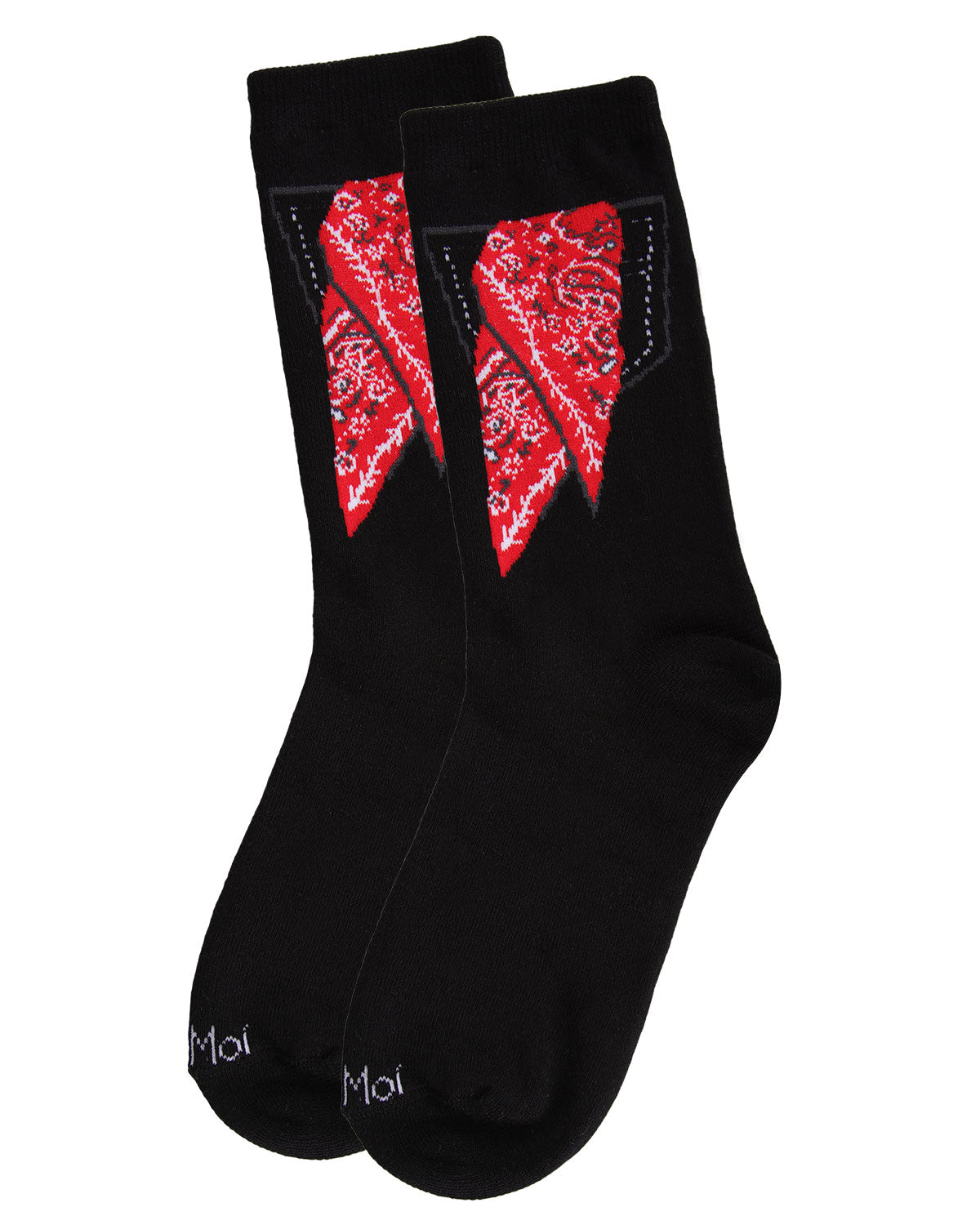 Women's Bandana in Pocket Bamboo Blend Crew Socks : Color: Denim Heather