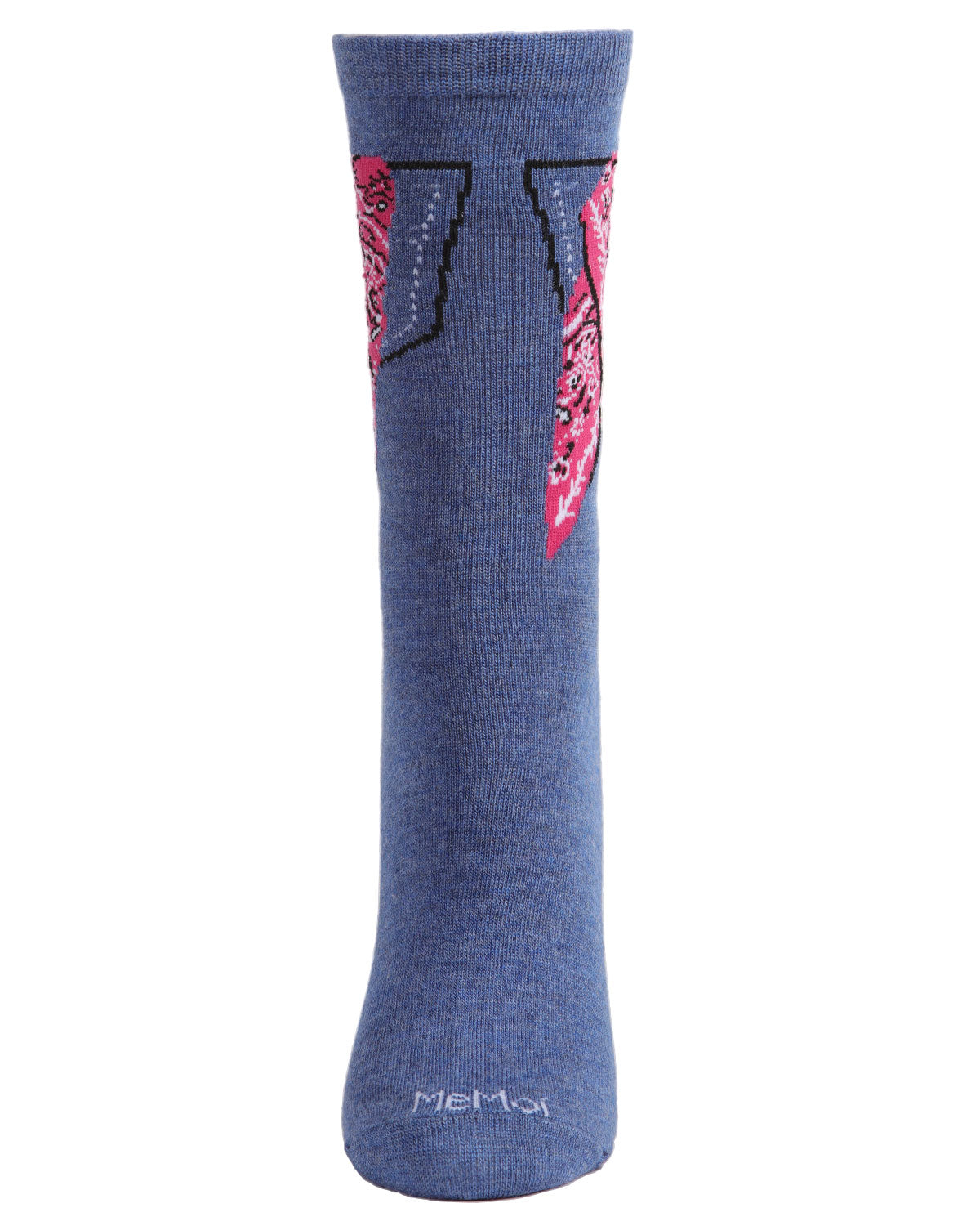 Women's Bandana in Pocket Bamboo Blend Crew Socks : Color: Denim Heather