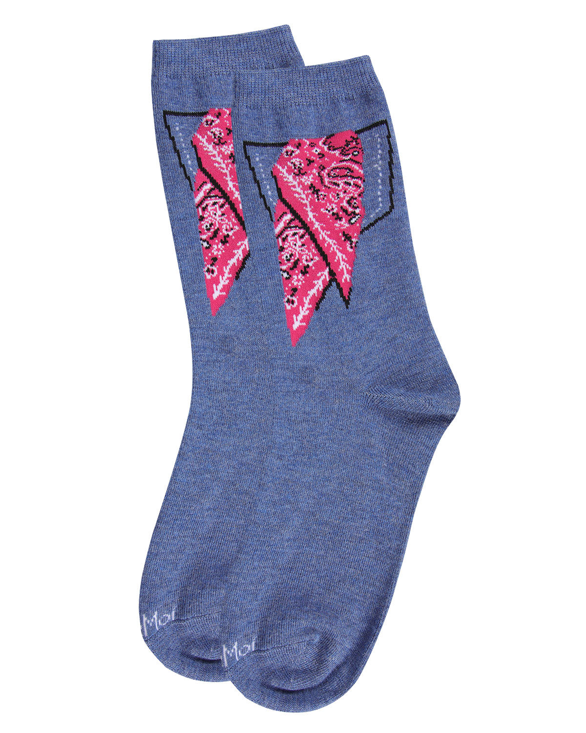 Women's Bandana in Pocket Bamboo Blend Crew Socks : Color: Denim Heather