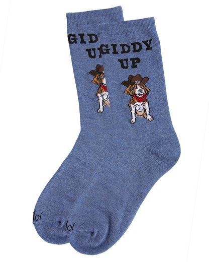 Giddy Up Pup Bamboo Blend Crew Socks : Color: Medium Gray Heather