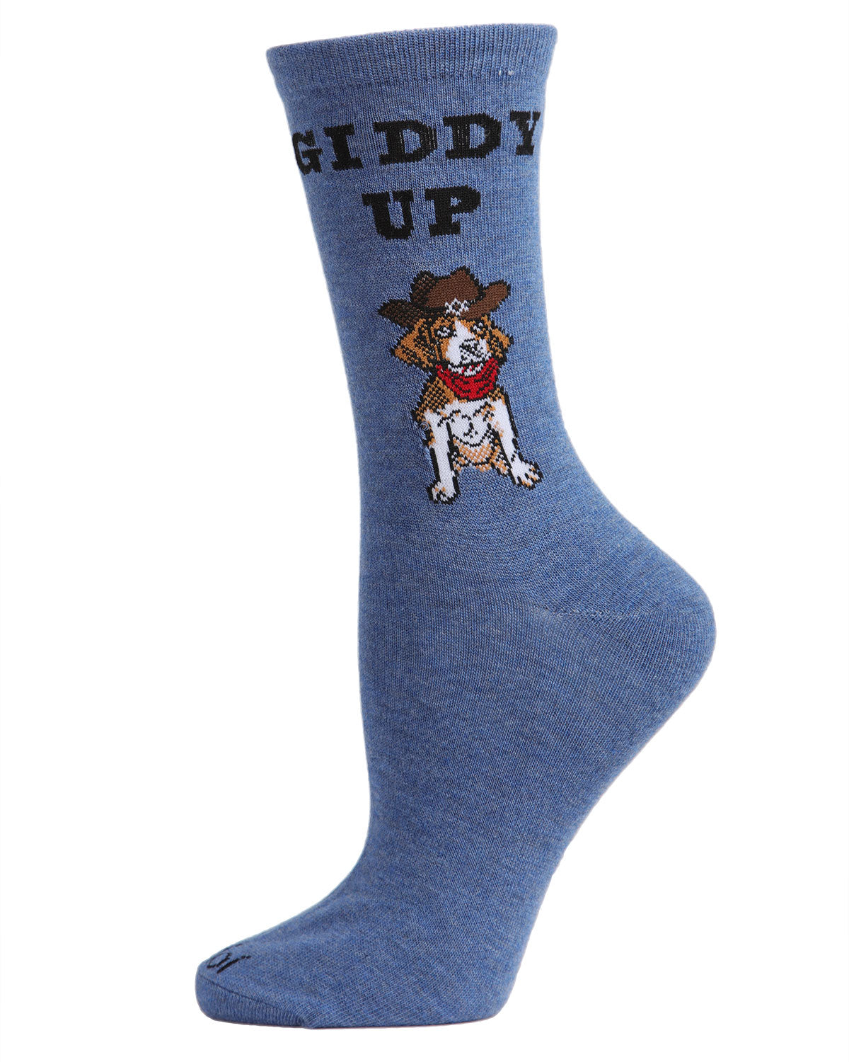 Giddy Up Pup Bamboo Blend Crew Socks : Color: Denim Heather
