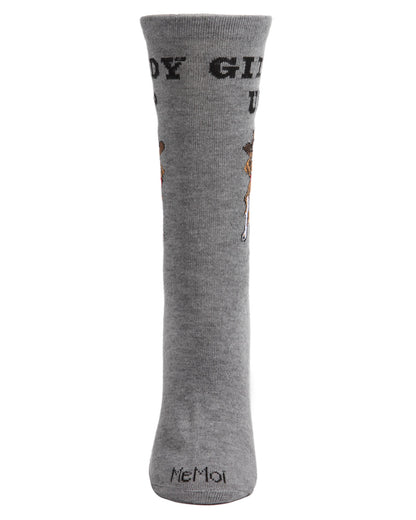 Giddy Up Pup Bamboo Blend Crew Socks : Color: Medium Gray Heather