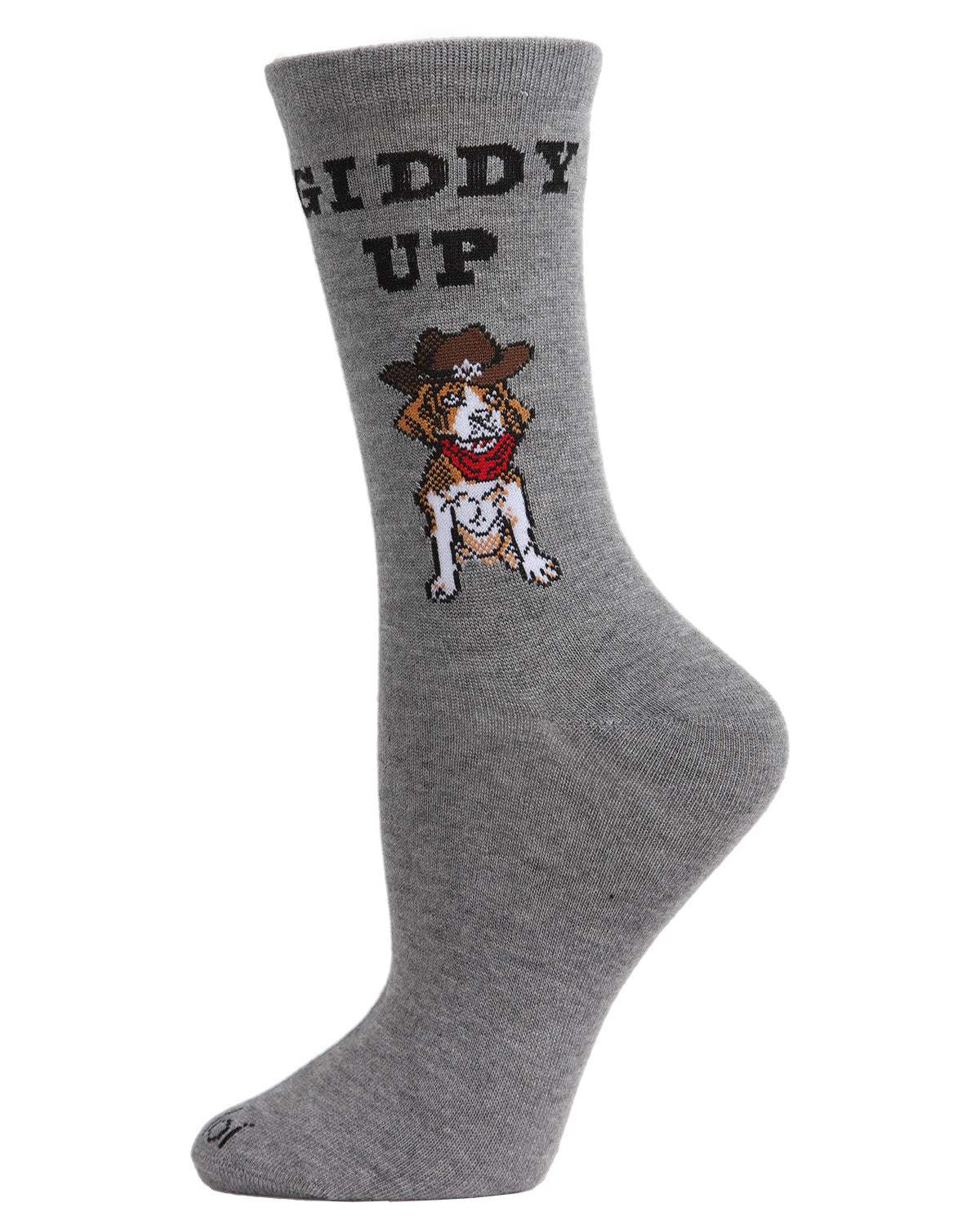 Giddy Up Pup Bamboo Blend Crew Socks : Color: Medium Gray Heather