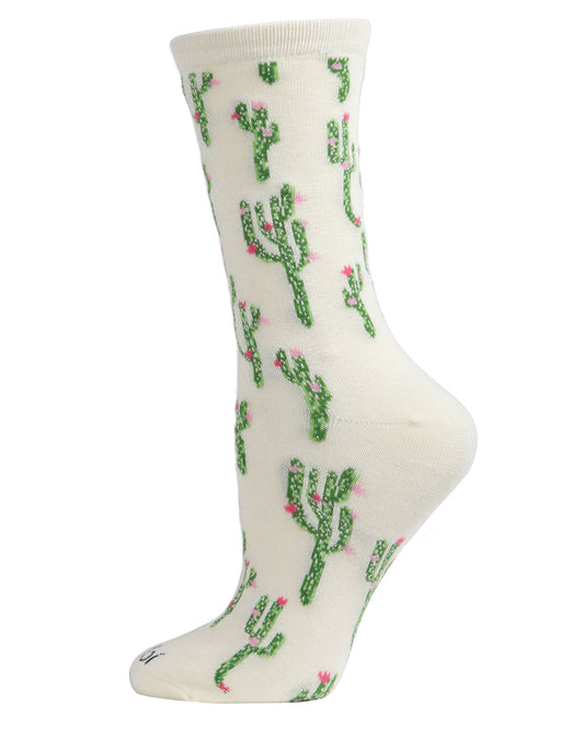 Cactus Bamboo Blend Crew Socks : Color: Marshmallow