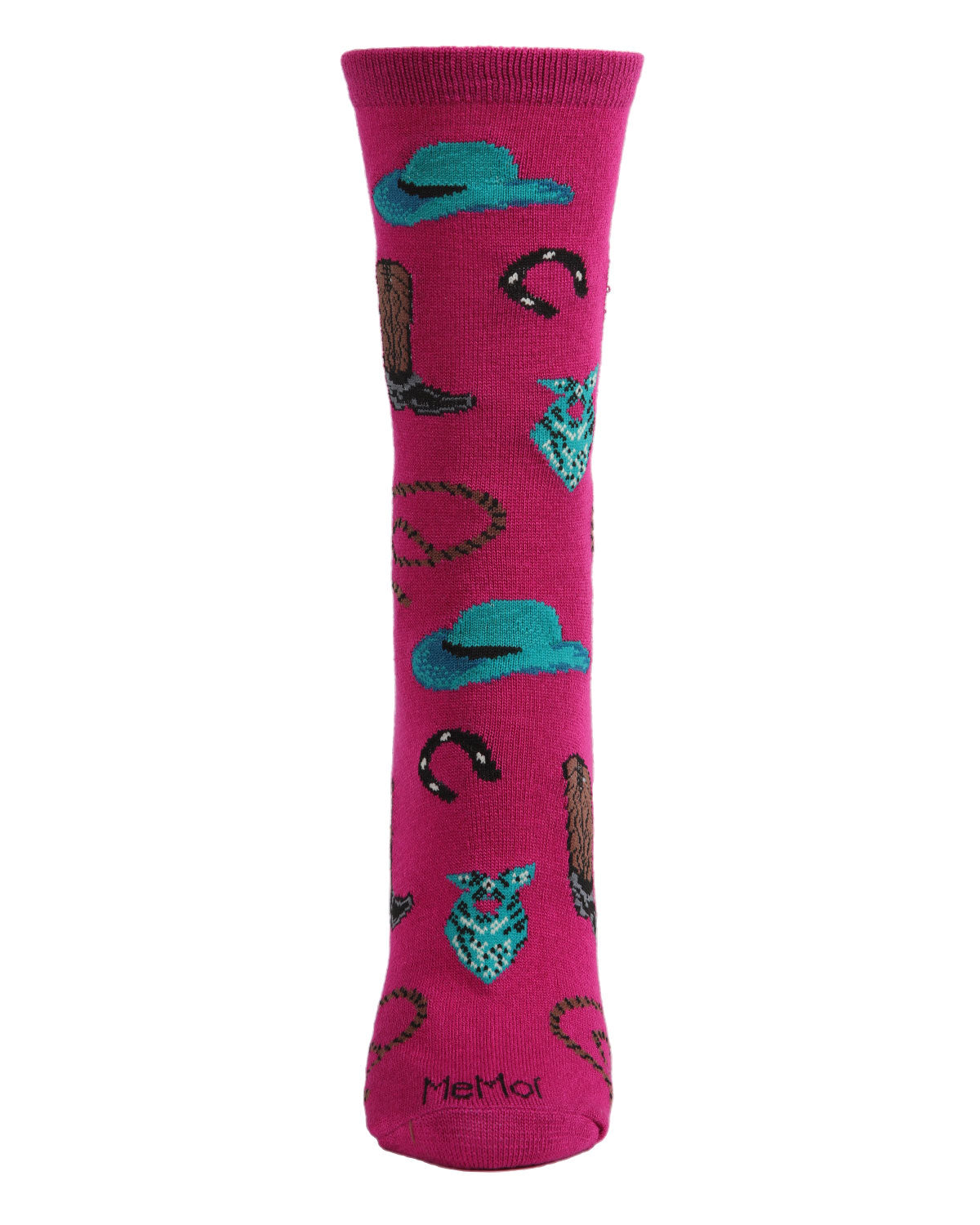 Western Theme Bamboo Blend Crew Socks : Color: Denim Heather