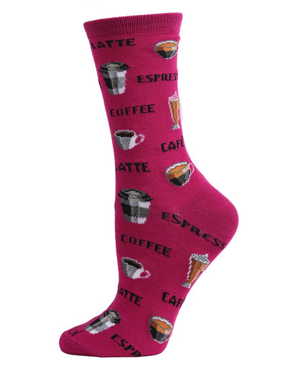 Coffee Bamboo Blend Crew Socks : Color: Festival Fuchsia
