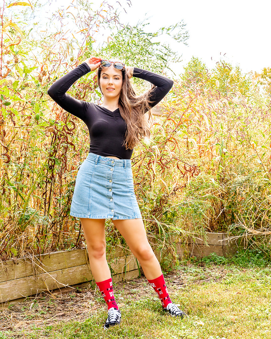 Hope Love Fight Breast Cancer Awareness Bamboo Blend Socks : Color: Fuschia