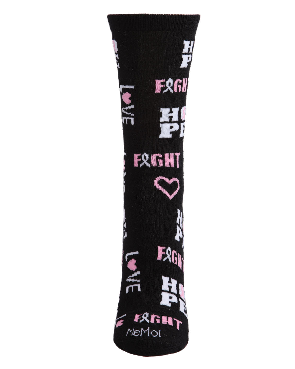 Hope Love Fight Breast Cancer Awareness Bamboo Blend Socks : Color: Fuschia