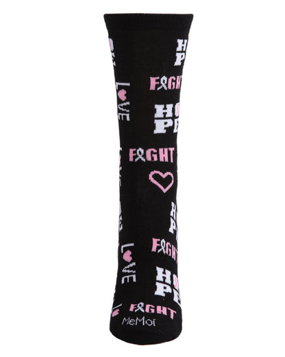 Hope Love Fight Breast Cancer Awareness Bamboo Blend Socks : Color: Fuschia