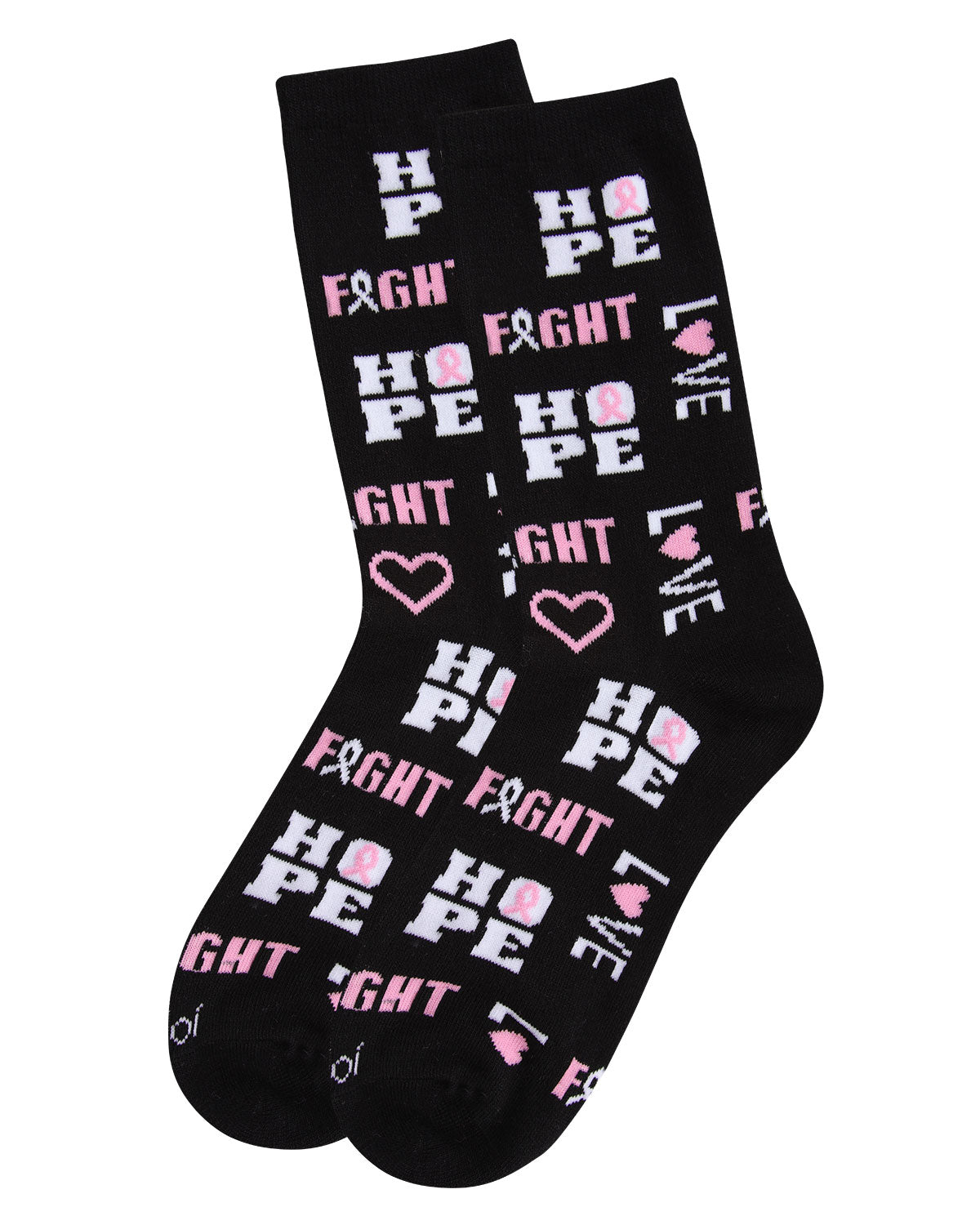 Hope Love Fight Breast Cancer Awareness Bamboo Blend Socks : Color: Fuschia
