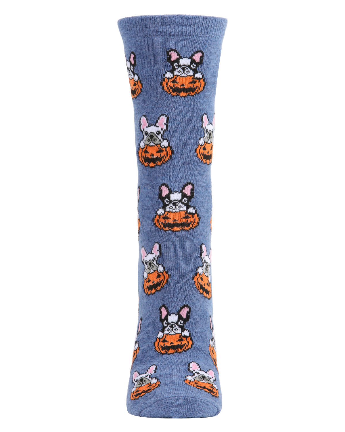 Pumpkin Puppy Holiday Crew Socks : Color: Denim Heather