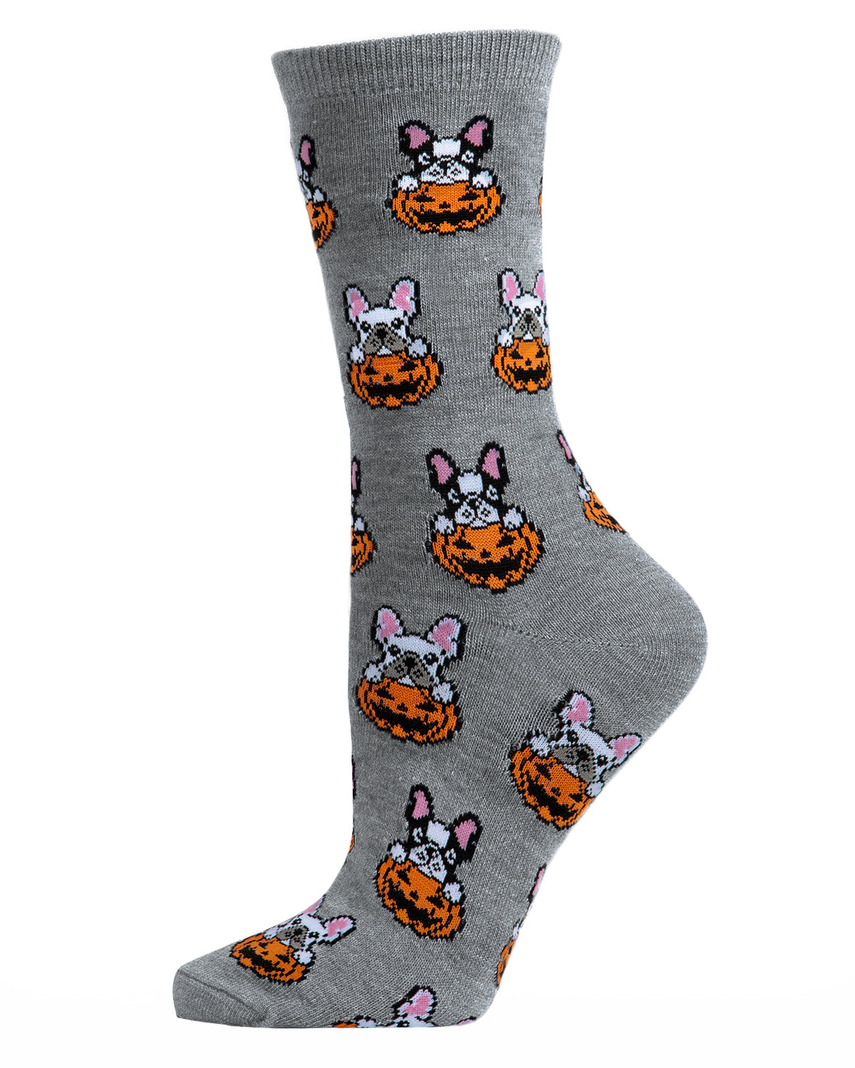 Pumpkin Puppy Holiday Crew Socks : Color: Medium Gray Heather