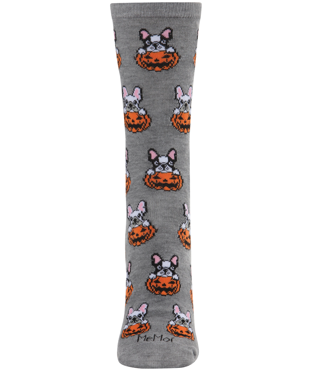 Pumpkin Puppy Holiday Crew Socks : Color: Denim Heather