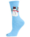 Women's Polka Dot Snowman Festive Crew Socks : Color: Blue
