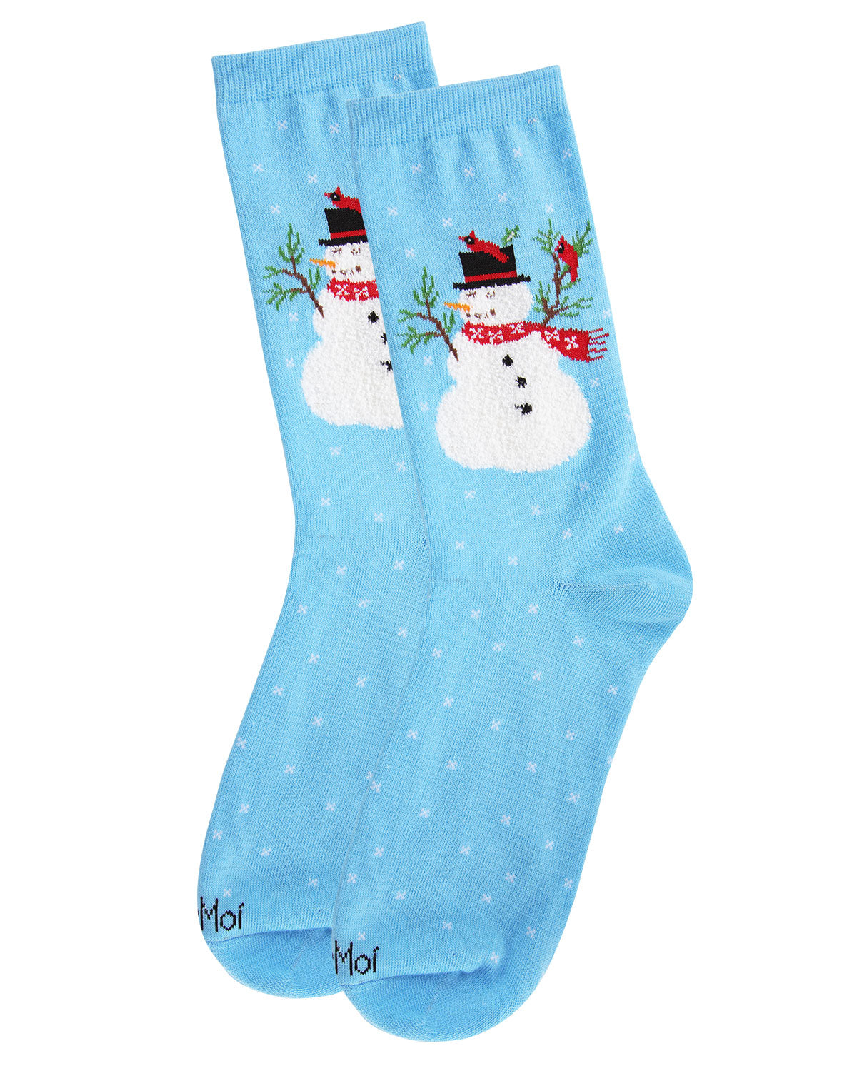 Women's Polka Dot Snowman Festive Crew Socks : Color: Blue