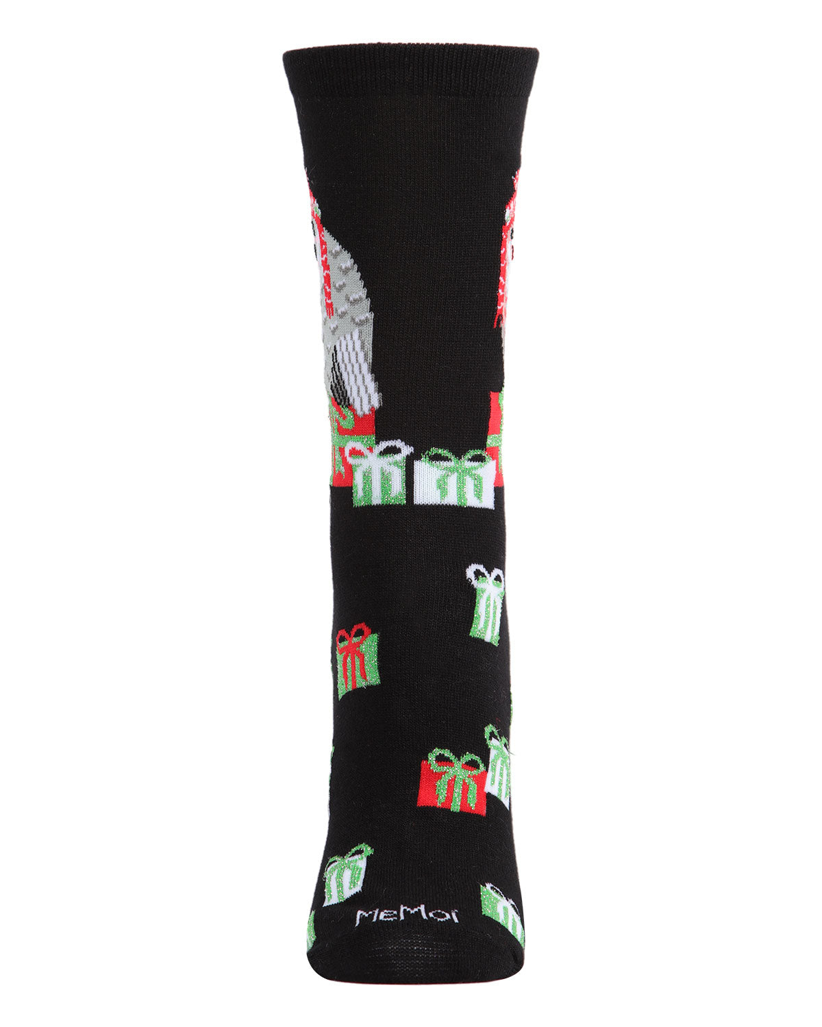 Women's Snow Owl Holiday Crew Socks : Color: Black