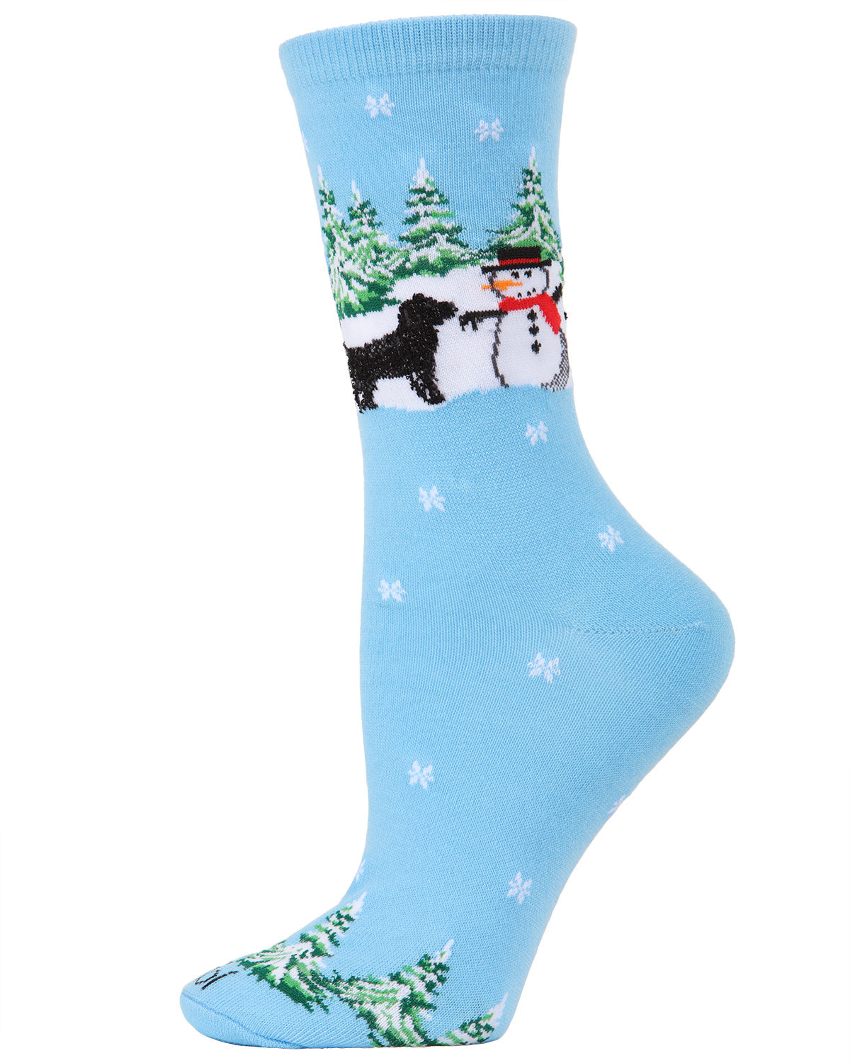 Women's Dog & Snowman Holiday Crew Socks : Color: Blue