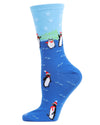 Women's Penguins Vacation Holiday Crew Socks : Color: Blue