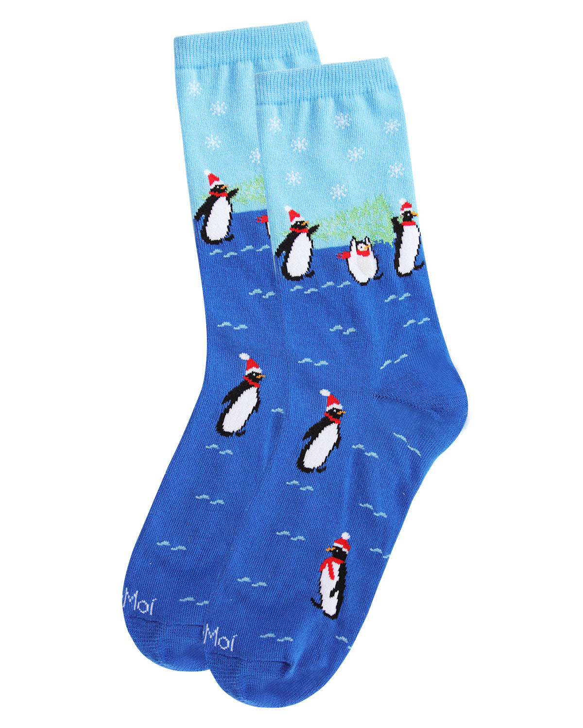 Women's Penguins Vacation Holiday Crew Socks : Color: Blue