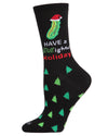 Women's Dill-ightful Holiday Crew Socks : Color: Black