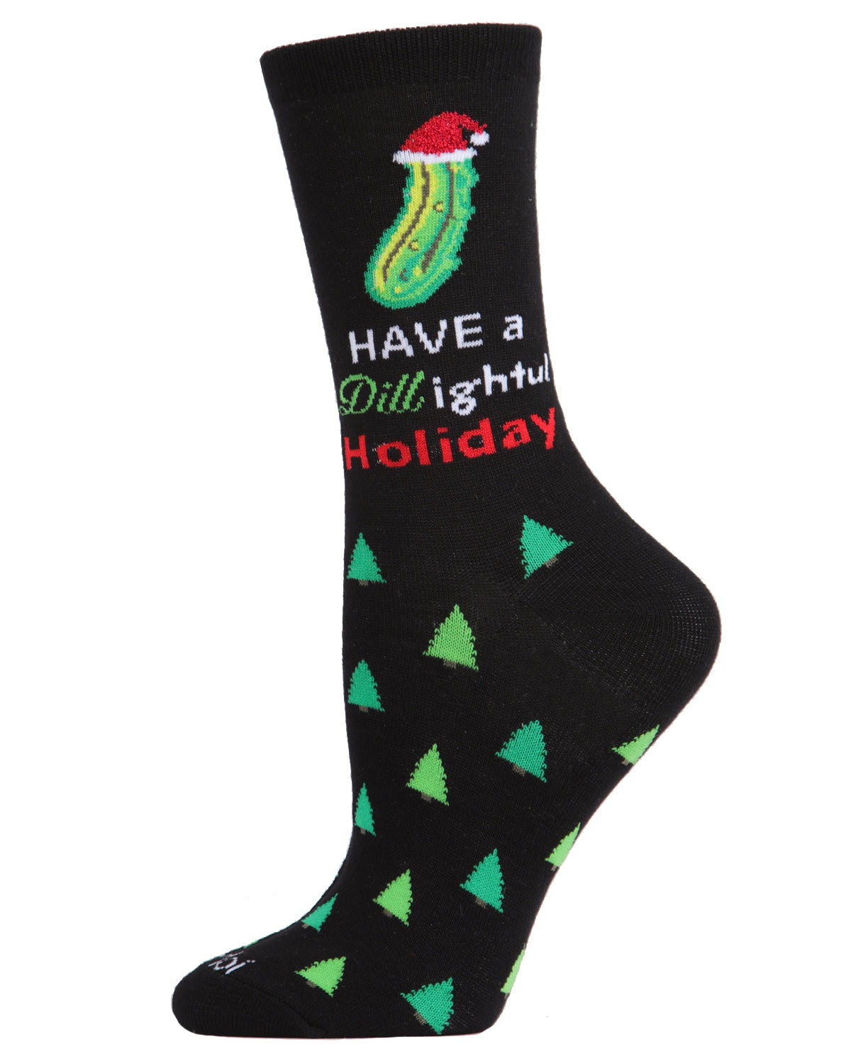 Women's Dill-ightful Holiday Crew Socks : Color: Black