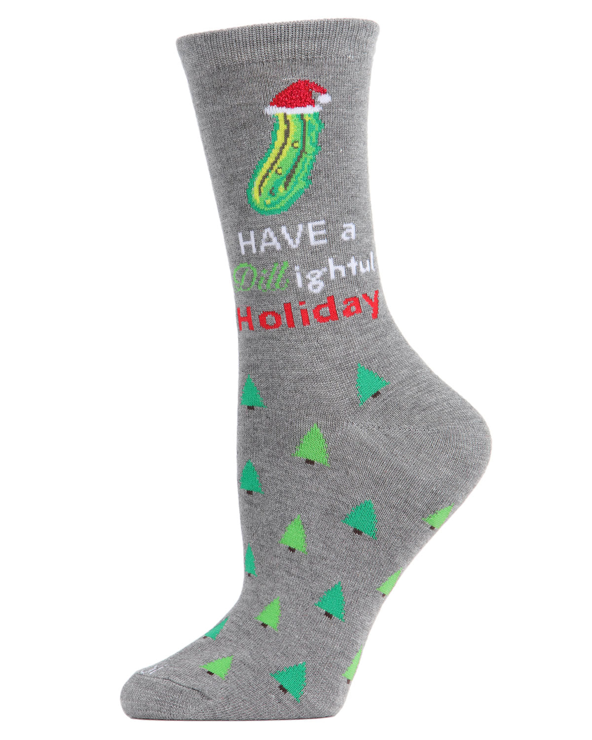Women's Dill-ightful Holiday Crew Socks : Color: Medium Gray Heather