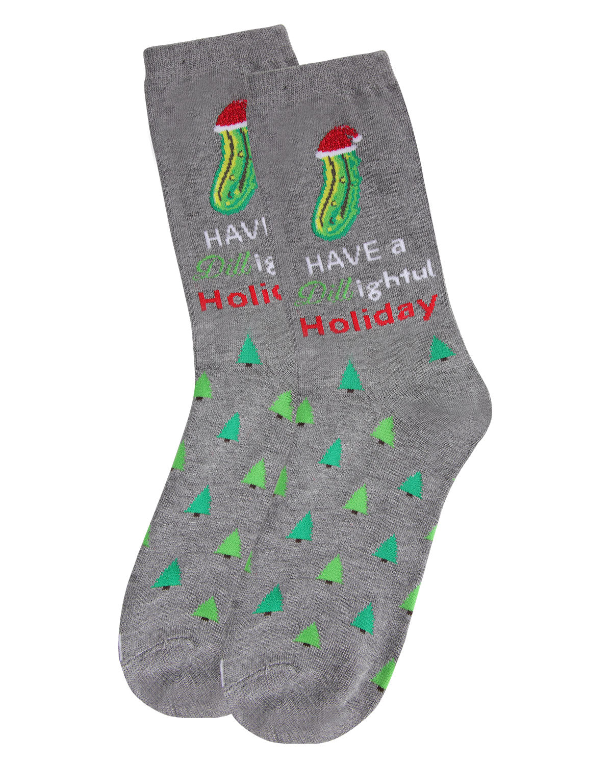 Women's Dill-ightful Holiday Crew Socks : Color: Medium Gray Heather