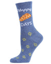 Happy Challah Days Holiday Crew Socks : Color: Denim Heather