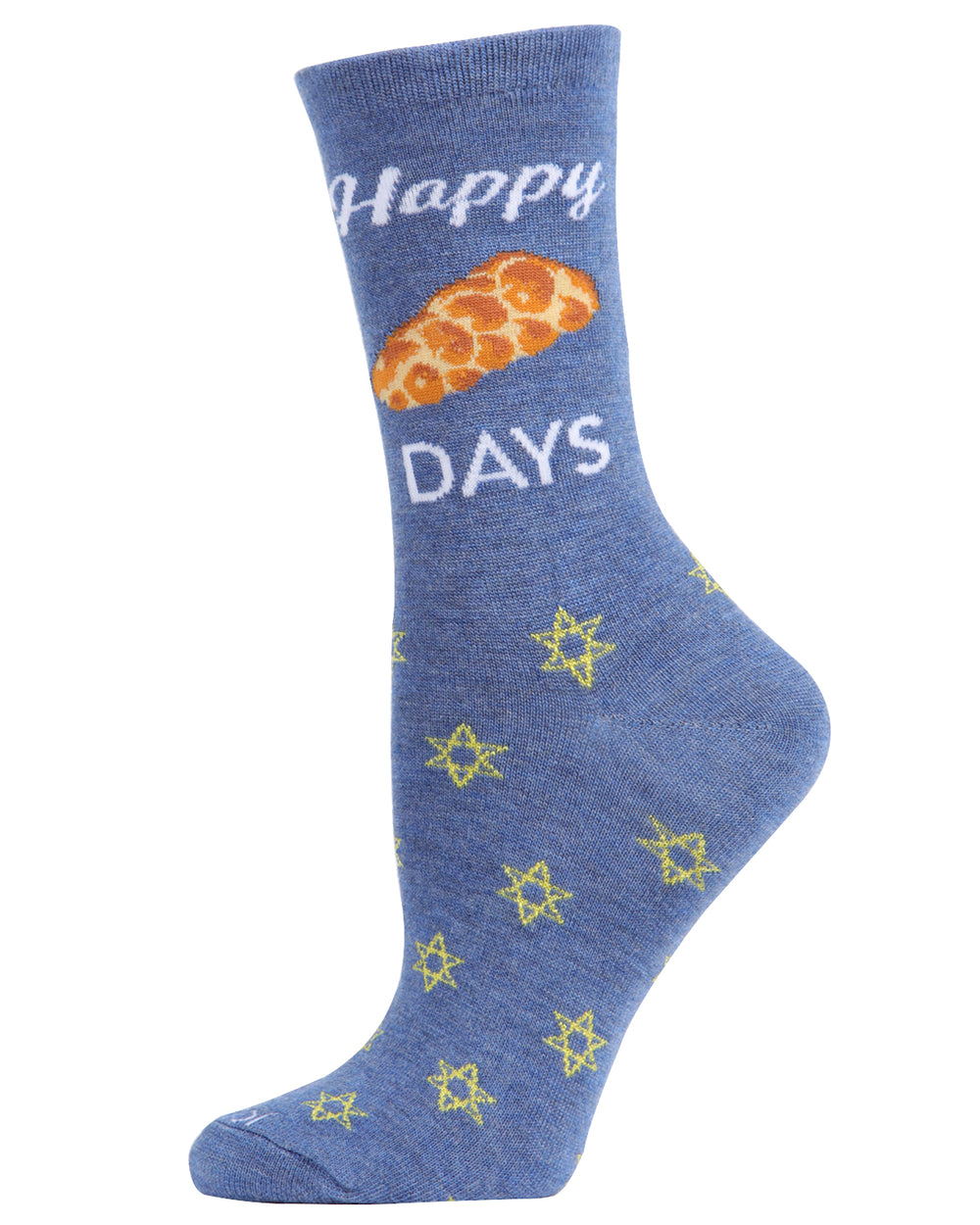 Happy Challah Days Holiday Crew Socks : Color: Denim Heather
