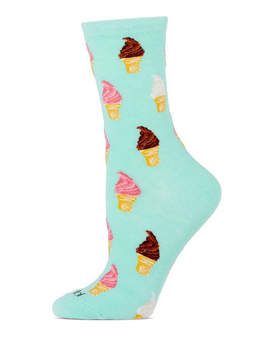 Soft Serve Cones Bamboo Blend Crew Socks : Color: Seafoam
