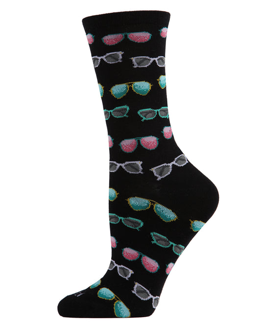 Future So Bright Bamboo Blend Crew Socks : Color: Black