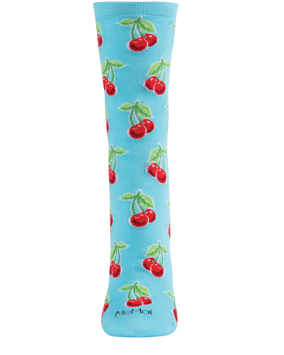 Cherries Bamboo Blend Crew Socks : Color: Turquoise