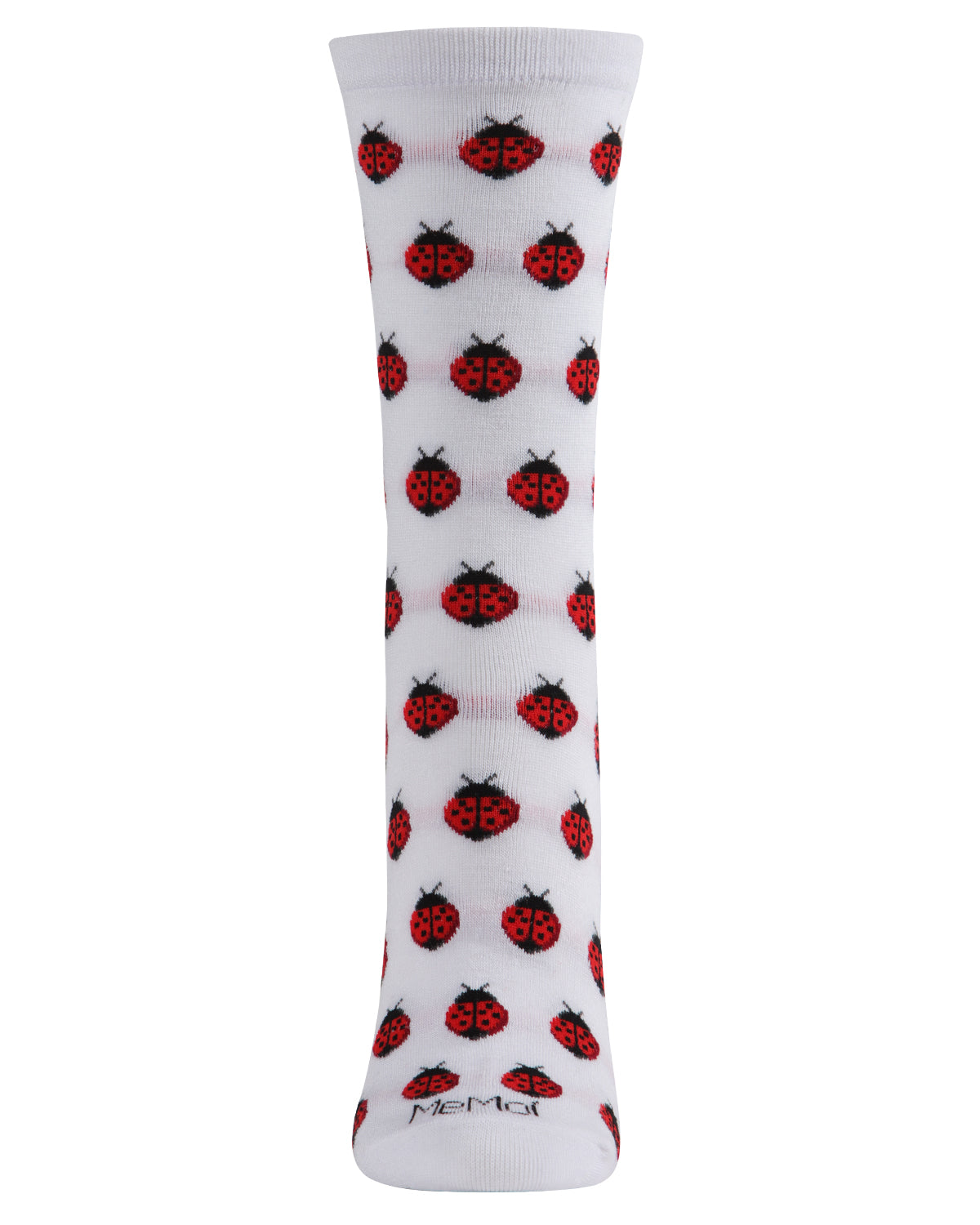 Ladybug Bamboo Blend Crew Socks : Color: White