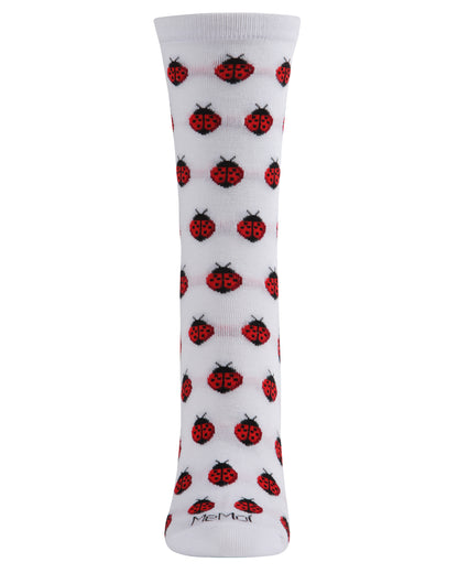 Ladybug Bamboo Blend Crew Socks : Color: White
