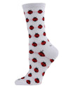 Ladybug Bamboo Blend Crew Socks : Color: White