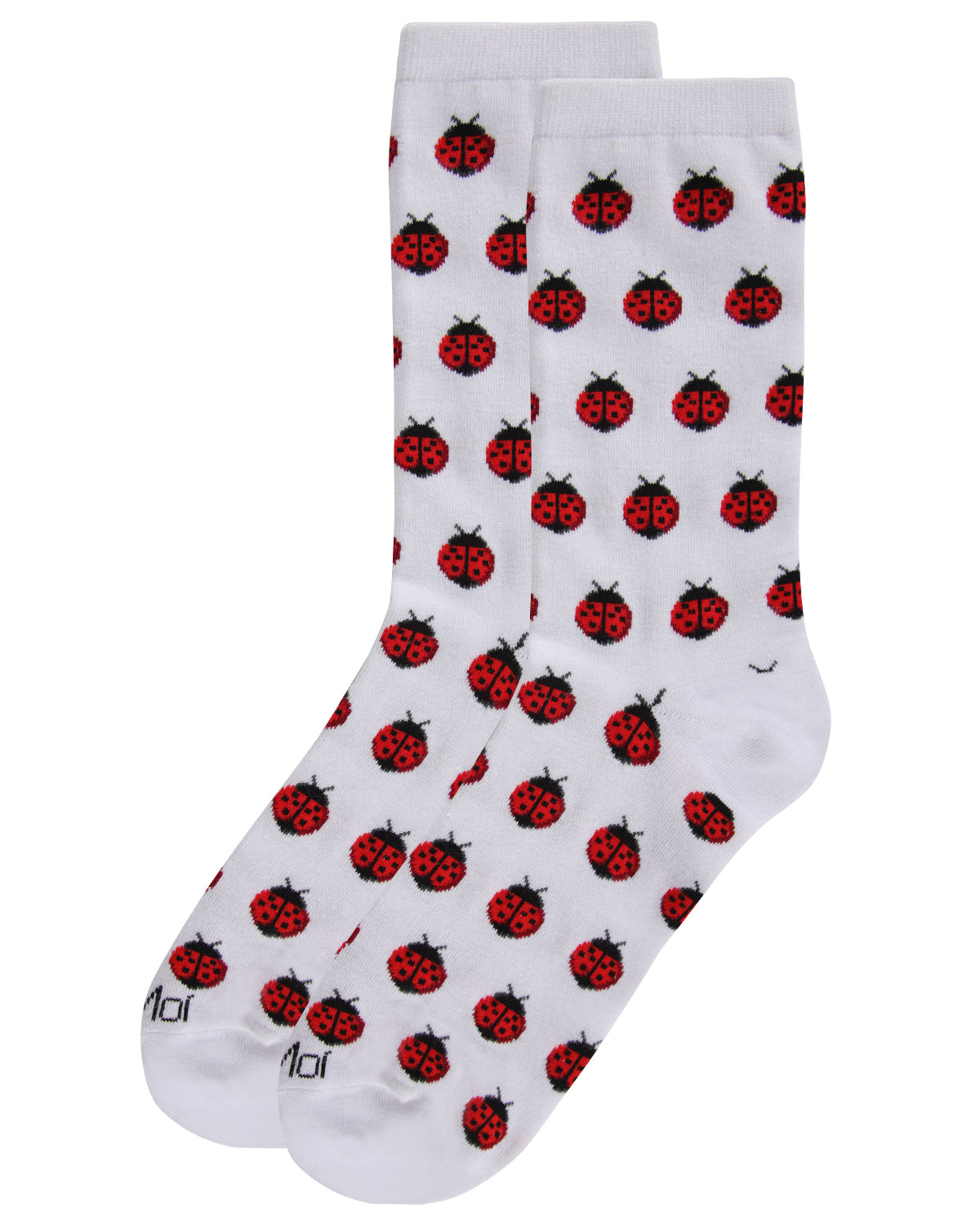 Ladybug Bamboo Blend Crew Socks : Color: White